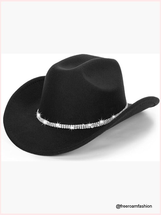 Felt Cowboy Cowgirl Hat with Band Adjustable Unisex main image 7